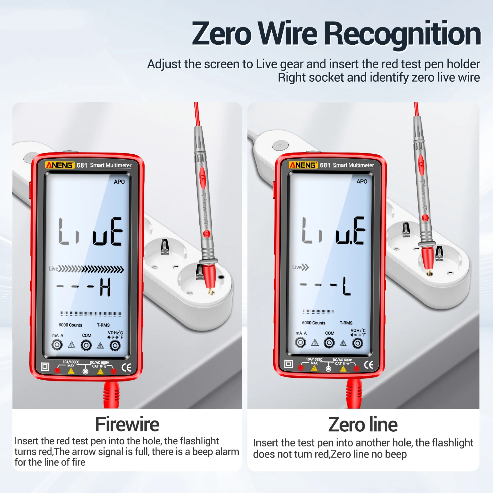 ANENG 681 6000 Counts Digital Multimeter Smart Anti-burn Rechargeable Universal Meter NCV Tester 5-inch Large LCD with Backlit - Image 3