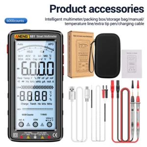 ANENG 681 6000 Counts Digital Multimeter Smart Anti-burn Rechargeable Universal Meter NCV Tester 5-inch Large LCD with Backlit
